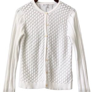 Brooks Brothers white Cardigan with Gold Buttons Sz Medium (like NEW) price FIRM